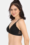Rosaline City Hearts Double Layered Non Wired Medium Coverage Lace Bra - Tap Shoe — thumbnail 3